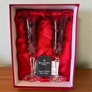 ❌SOLD❌Waterford Crystal Happy Holidays Ruby Flutes